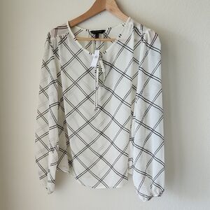 Banana Republic Factory White and Black Blouse